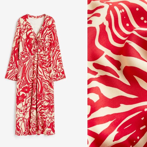 H&M Patterned Tie-detail Dress - Picture 9 of 16